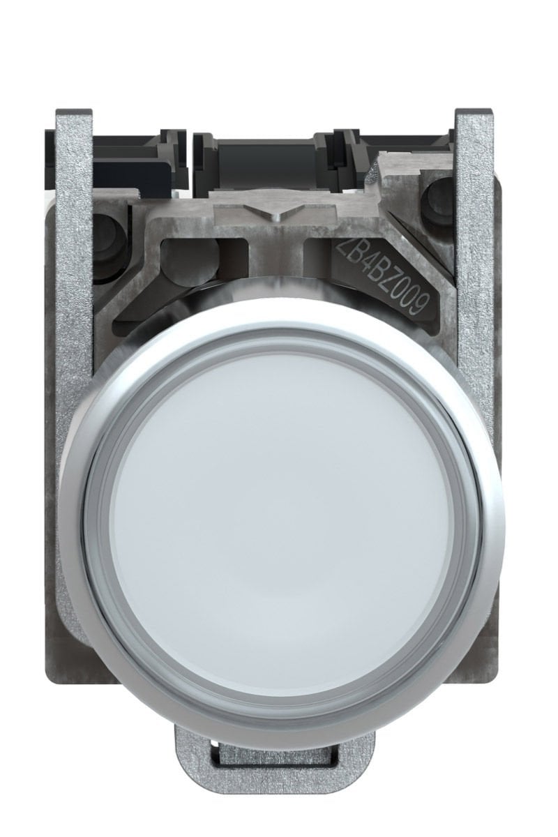 Yaylı Dönüşlü Beyaz Işıklı Buton  22mm 250V 1NA+1NK Schneider XB4BW3165