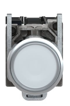 Yaylı Dönüşlü Beyaz Işıklı Buton  22mm 250V 1NA+1NK Schneider XB4BW3165
