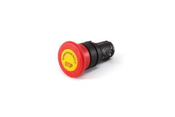 Emas MB Serisi Plastik 1NC Acil Stop 40 mm Çevirmeli Etiketli Kırmızı 22 mm Buton