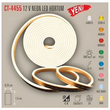 Cata CT-4455 12V Beyaz Neon Led Hortum