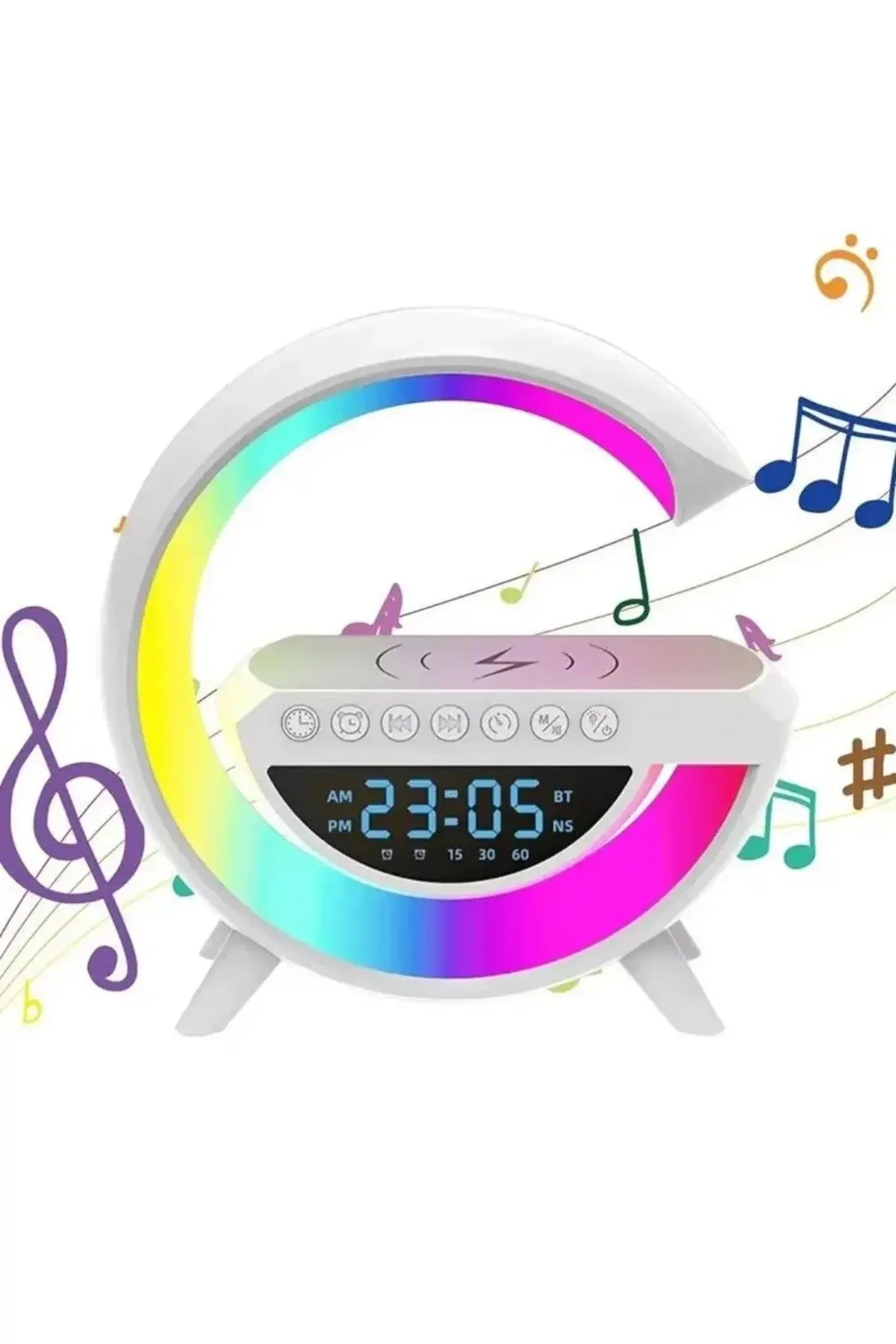 Helios Opto HS5214 RGB  Kablosuz şarj + Bluetooth hoparlör + FM Radyo  Özellikli Masa Lambası