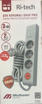 Mutlusan Ri-Tech 3 lü Şok Korumalı Grup Priz 1.5m