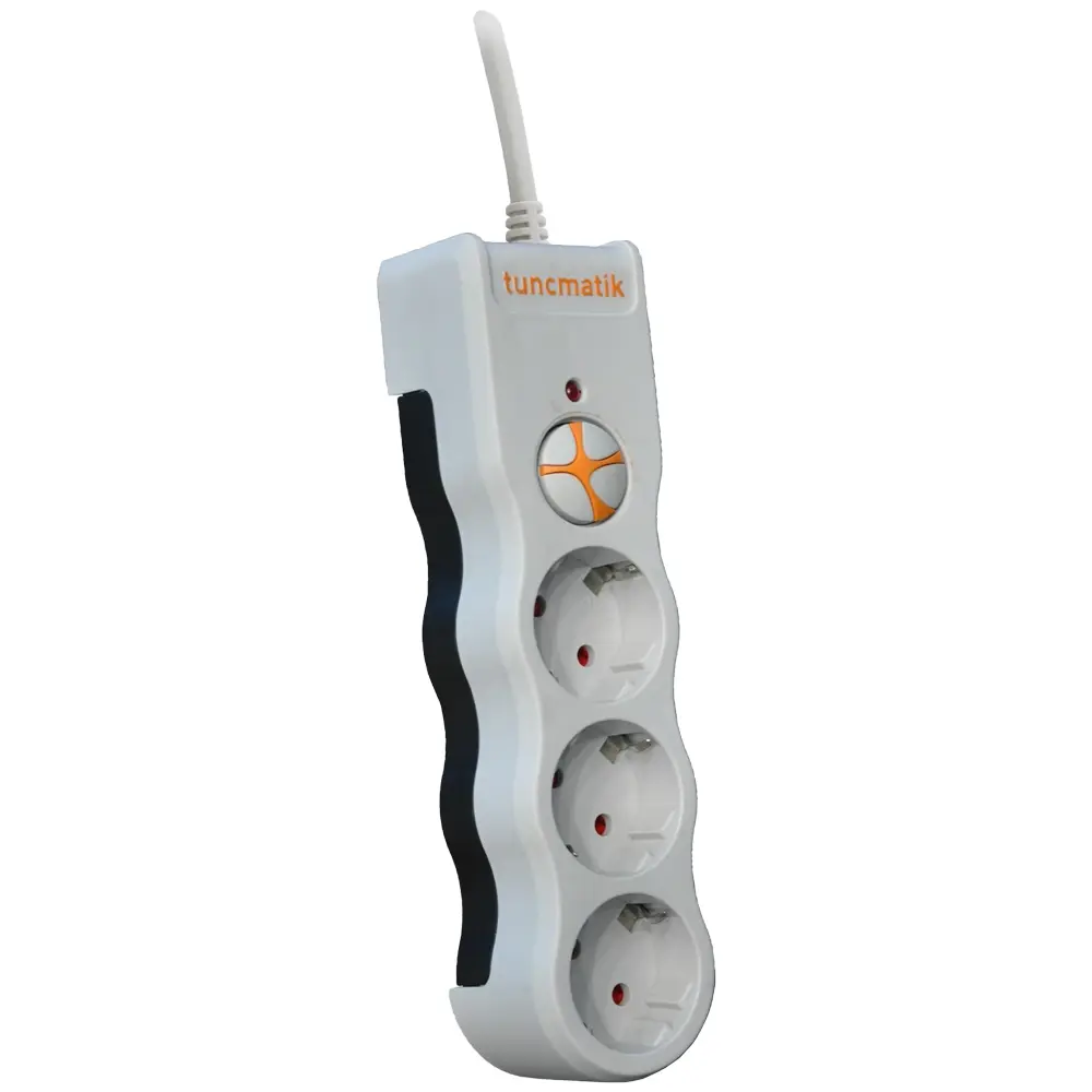 Tunçmatik 3`Lü Akım Korumalı Priz Kablolu Beyaz