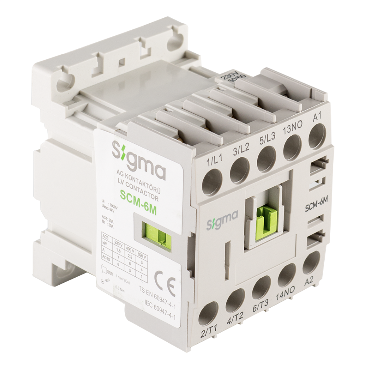 Kw Alçak Gerilimmini Kontaktörtör 5,5 12A 230 Sigma SCM1201230