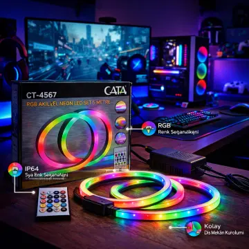 Cata 220V Kumandalı RGB Pixel Neon Led 5 Metre CT-4567