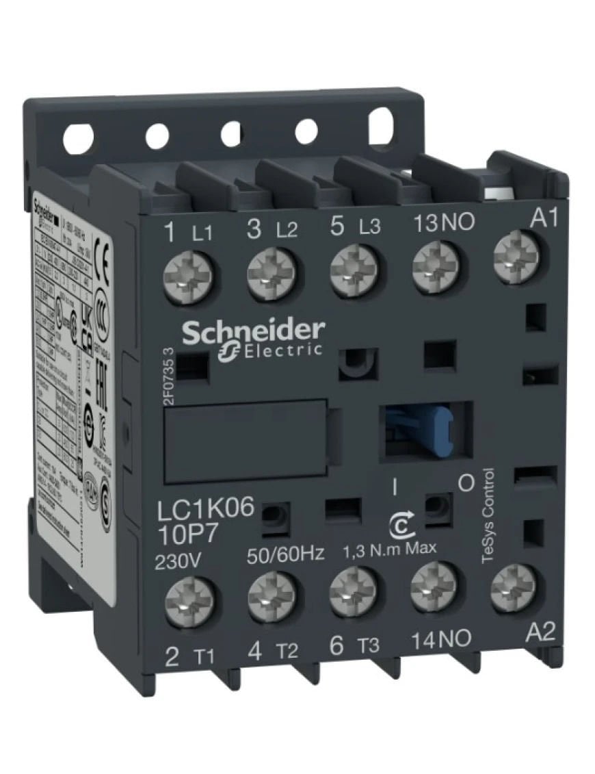 Kontaktörtör 12A 24VAC 5.5kW 1NA Schneider LC1K1210B7