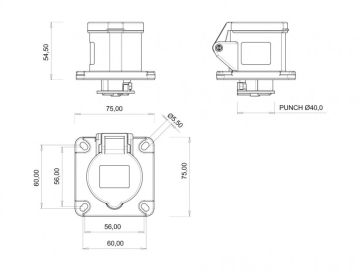 Makine Priz 16A 220V 3K.Düz Bemis BC1-1403-2413
