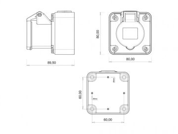 Düz Duvar Priz 3X16 Bemis BC1-1403-2510