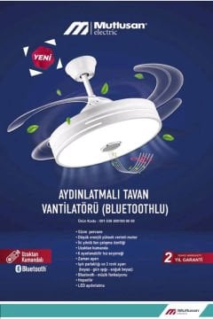 Aydınlatmalı Tavan Vantilatörü Bluetoothlu Mutlusan 001 038 300100 00 00