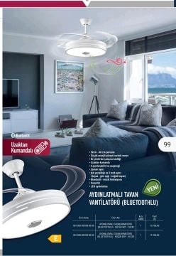 Aydınlatmalı Tavan Vantilatörü Bluetoothlu Mutlusan 001 038 300100 00 00