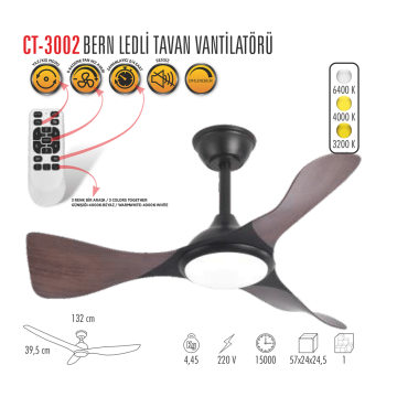 Bern Ledli Tavan Vantilatörü  Cata CT-3002