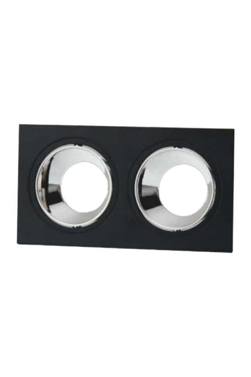 Siyah-Platin Jaguar Kare Spot Kasası  2li Gu10 Cata CT-5054